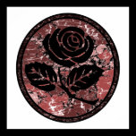 Distressed Rose Silhouette Cameo - Red posters