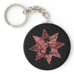 Distressed Screaming Black Cat - Red keychains