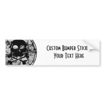 Distressed Skull & Crossbones Silhouette B&W