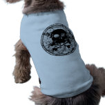 Distressed Skull & Crossbones Silhouette B&W Dog T Shirt