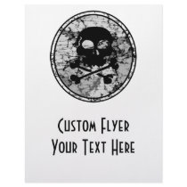 Distressed Skull & Crossbones Silhouette B&W
