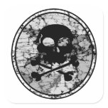 Distressed Skull & Crossbones Silhouette B&W Sticker