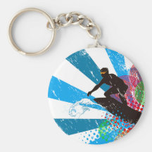 Distressed Surfer Paradise Keychain