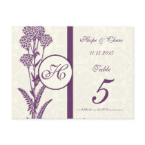 Distressed Vintage Purple Flower Table Number Card