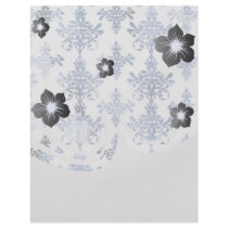distressed white and royal blue damask pattern flyer design