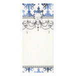 distressed white and royal blue damask pattern rack card template