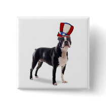 Ditizy Dogs~Original Button~Boston Terrier