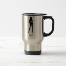 Diva Fashion Girl in Blue Jeans Travel Mug