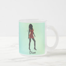 Diva Fashion Girl Red Dress Frosted Glass Mug