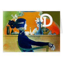 DIVA IN BLUE MONOGRAM GREETING CARD