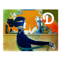 DIVA IN BLUE MONOGRAM POST CARDS
