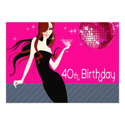 Divalicious Cocktails 40th Birthday Party Personalized Invitations