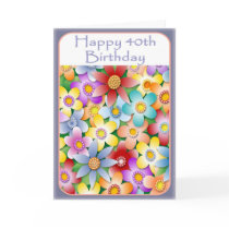 Diva's Flower Power 40th Birthday Card