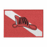 Dive Flag with fire Hat Embroidered Polo Shirt