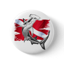 Dive flag with hammerhead shark-diver down