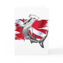 Dive flag with hammerhead shark-diver down