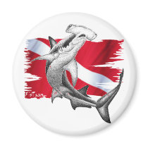 Dive flag with hammerhead shark-diver down