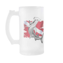 Dive flag with hammerhead shark-diver down mugs