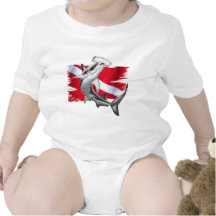 Dive flag with hammerhead shark-diver down bodysuits