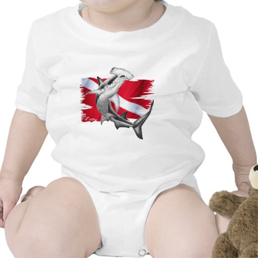 Dive flag with hammerhead shark-diver down bodysuits