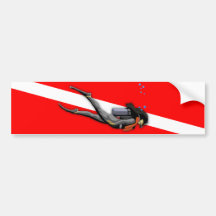 Diver And Dive Flag Bumper Sticker