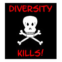 diversity kills skull and crossbones t-shirts