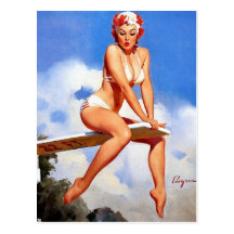 Diving Board Pin-Up Postcard