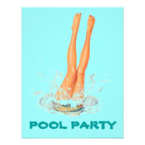 Diving Legs Retro Swimming Pool Party Invitations invitations
