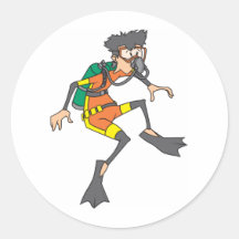 Diving Round Stickers