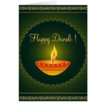 Diwali lamp on green - Card