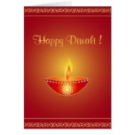Diwali lamp on red - Card