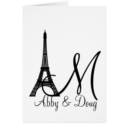 DIY Monogram Eiffel tower design Greeting Cards