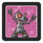 Diz the Robot Square Stickers