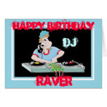 DJ cartoon happy birtday raver card