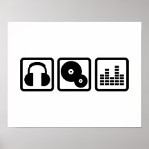 DJ Equalizer headphones vinyl Poster