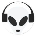 dj headphone alien area 51 round sticker