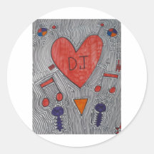 DJ Heart Round Sticker