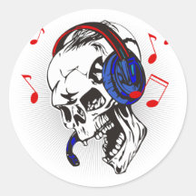 DJ Skull Round Sticker