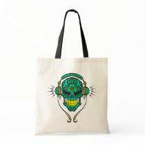 DJ Sugar Skull – Blue and Yellow Canvas Bags