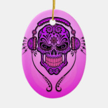 DJ Sugar Skull – Purple Christmas Ornaments