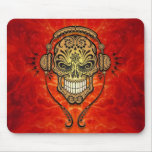 DJ Sugar Skull (red) Mouse Pads