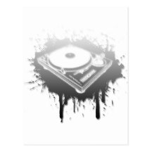 DJ Turntable Graffiti - Music Vinyl Disc Jockey Postcard
