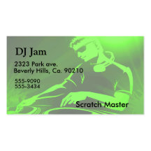 DJ & Turntables Party In Green Business Cards