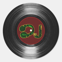 dj vinyl round stickers