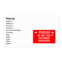 Do Not Feed The Software Engineers Business Card Templates
