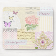 Do what you love - Girly Pink & Cream collage Mouse Pad