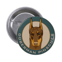 Doberman Badge, Red Button