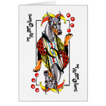 Doberman Black Joker Greeting Cards