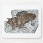 Doberman Dog with Dobe Puppy on Chair Mousepad