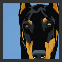 Doberman Head, Black, Cropped invitations
